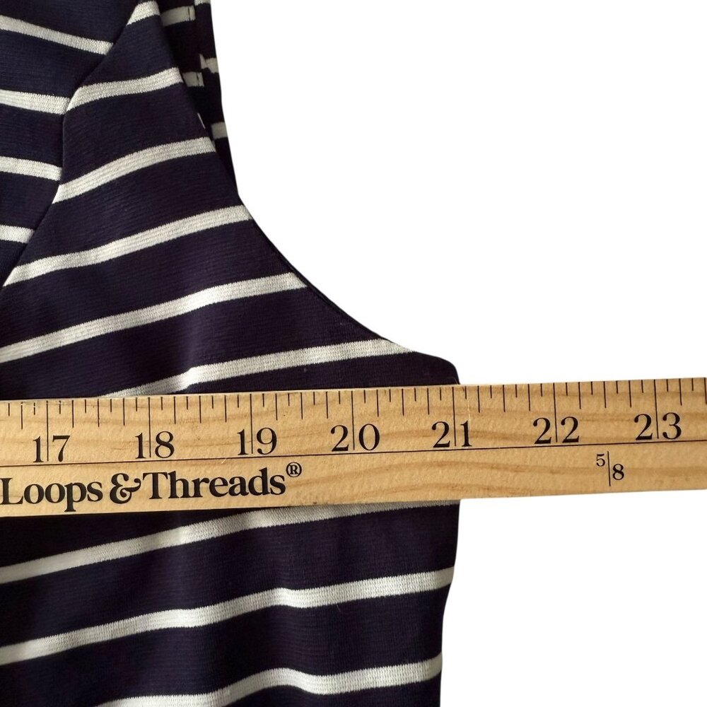 Coldwater Creek Navy White Striped Sleeveless Zip-Up Vest High Collar Cinched XL - Picture 10 of 10